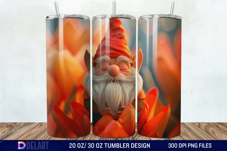 3D Gnome Flower Tumbler Wrap example image 1