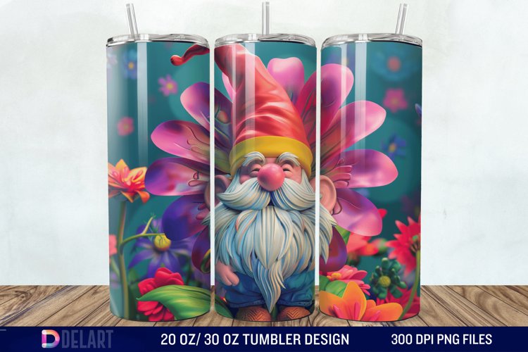 3D Gnome Flower Tumbler Wrap example image 1
