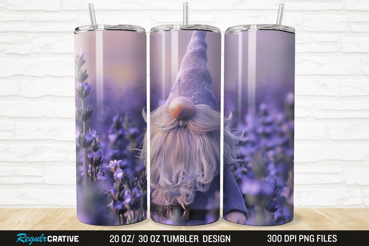 3D Gnome Lavender 20/30oz Skinny Tumbler