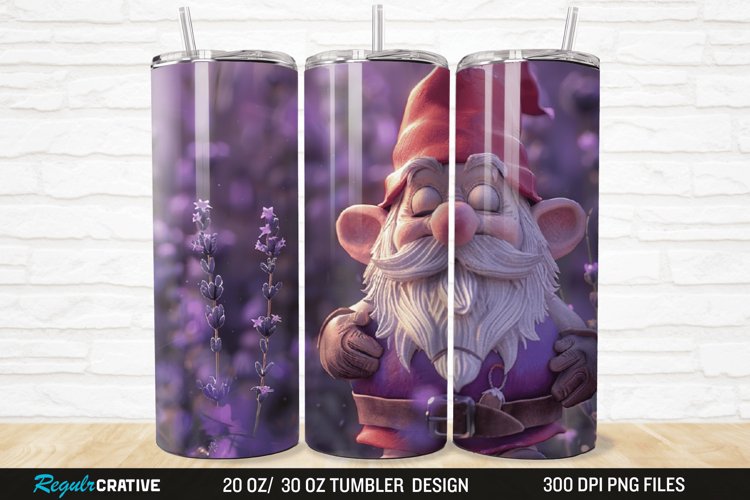 3D Gnome Lavender 20/30oz Skinny Tumbler example image 1