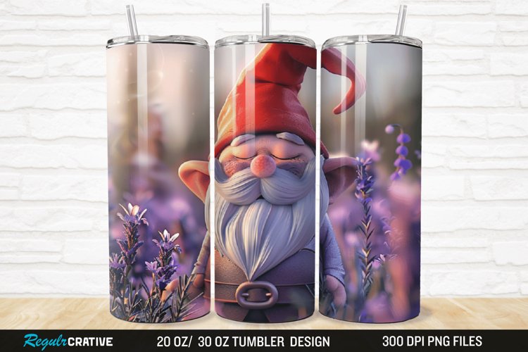 3D Gnome Lavender 20/30oz Skinny Tumbler example image 1