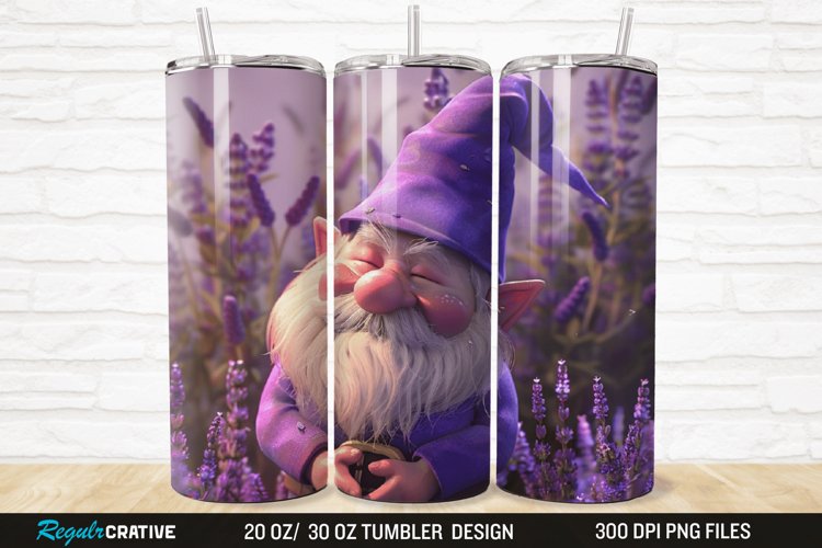 3D Gnome Lavender 20/30oz Skinny Tumbler example image 1