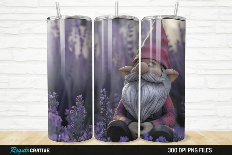 3D Gnome Lavender 20/30oz Skinny Tumbler