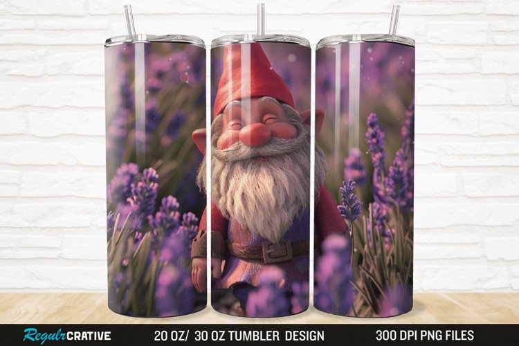 3D Gnome Lavender 20/30oz Skinny Tumbler example image 1