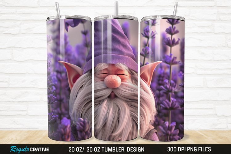 3D Gnome Lavender 20/30oz Skinny Tumbler example image 1