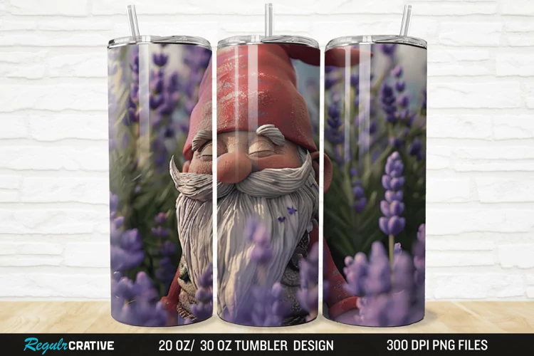 3D Gnome Lavender 20/30oz Skinny Tumbler