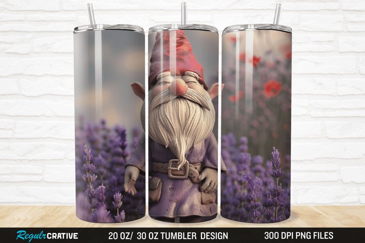 3D Gnome Lavender 20/30oz Skinny Tumbler example image 1