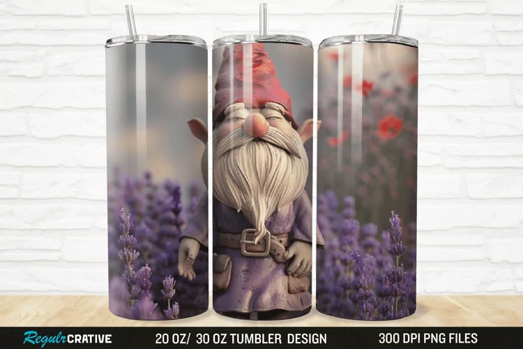 3D Gnome Lavender 20/30oz Skinny Tumbler