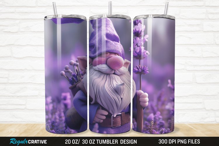 3D Gnome Lavender 20/30oz Skinny Tumbler example image 1