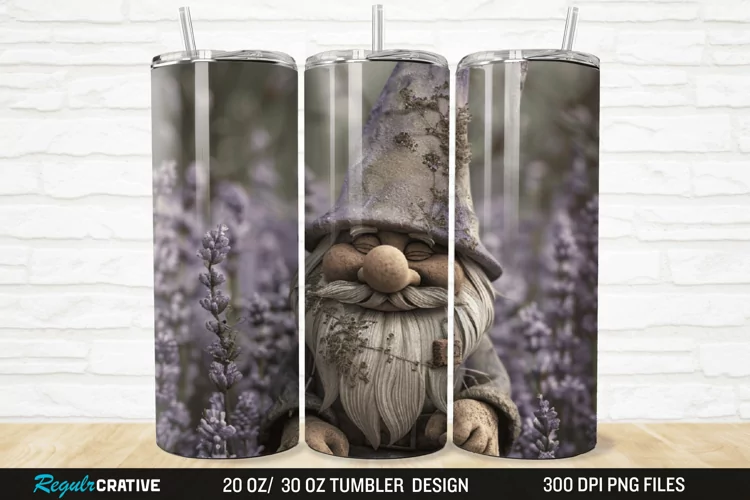 3D Gnome Lavender 20/30oz Skinny Tumbler