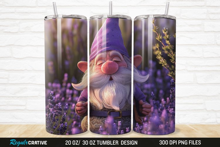 3D Gnome Lavender 20/30oz Skinny Tumbler example image 1