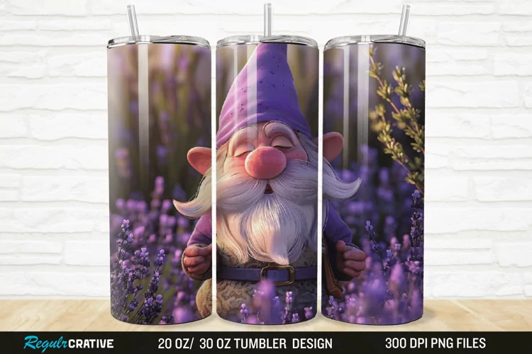 3D Gnome Lavender 20/30oz Skinny Tumbler