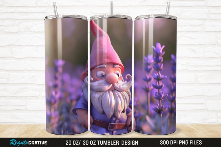 3D Gnome Lavender 20/30oz Skinny Tumbler example image 1