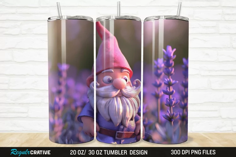 3D Gnome Lavender 20/30oz Skinny Tumbler