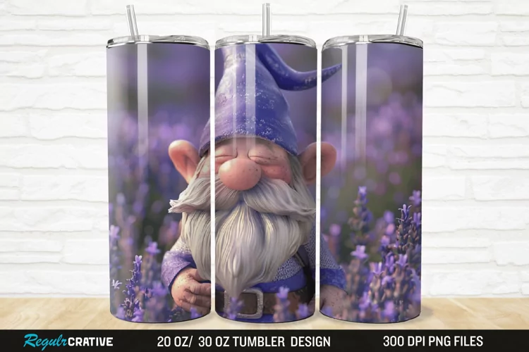 3D Gnome Lavender 20/30oz Skinny Tumbler