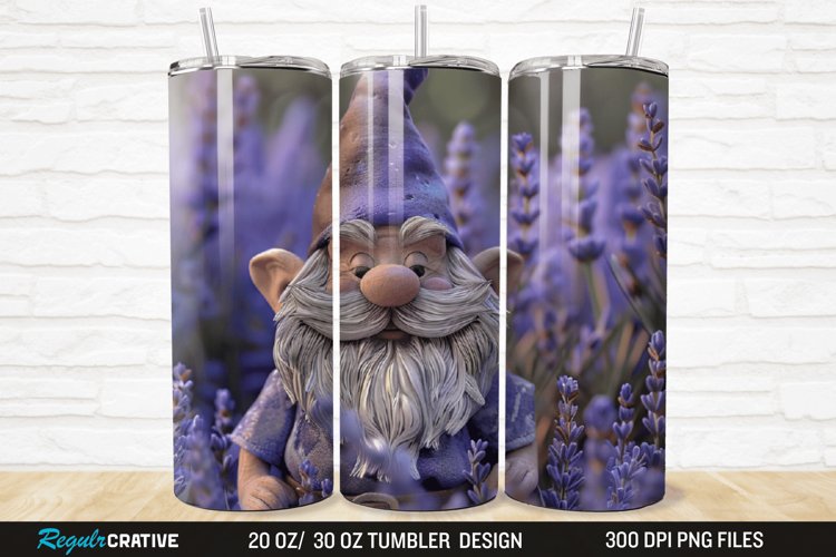 3D Gnome Lavender 20/30oz Skinny Tumbler example image 1