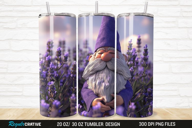 3D Gnome Lavender 20/30oz Skinny Tumbler example image 1