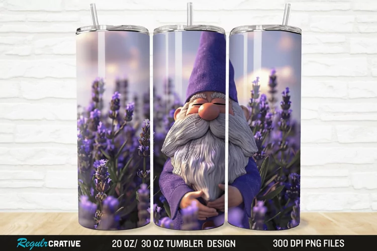 3D Gnome Lavender 20/30oz Skinny Tumbler