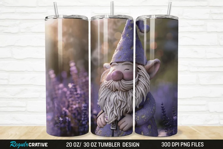 3D Gnome Lavender 20/30oz Skinny Tumbler