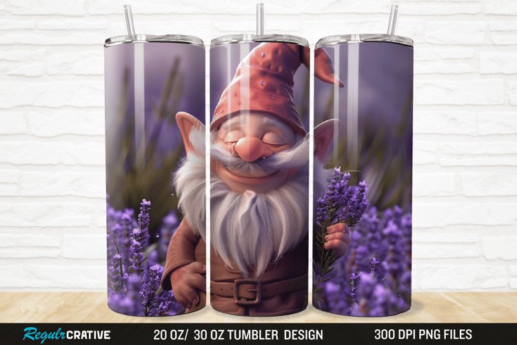 3D Gnome Lavender 20/30oz Skinny Tumbler example image 1