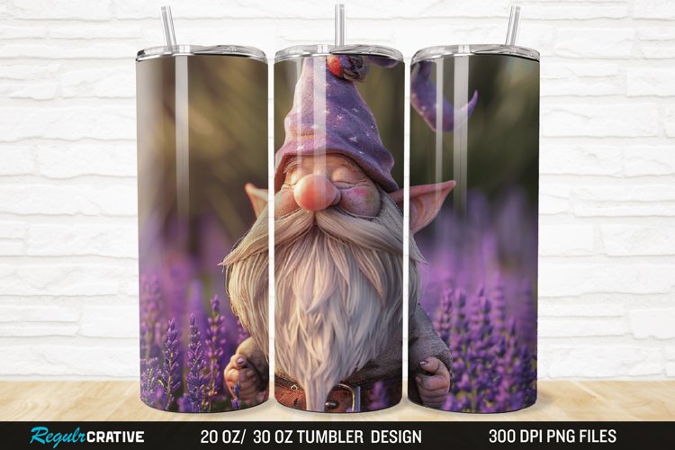 3D Gnome Lavender 20/30oz Skinny Tumbler example image 1