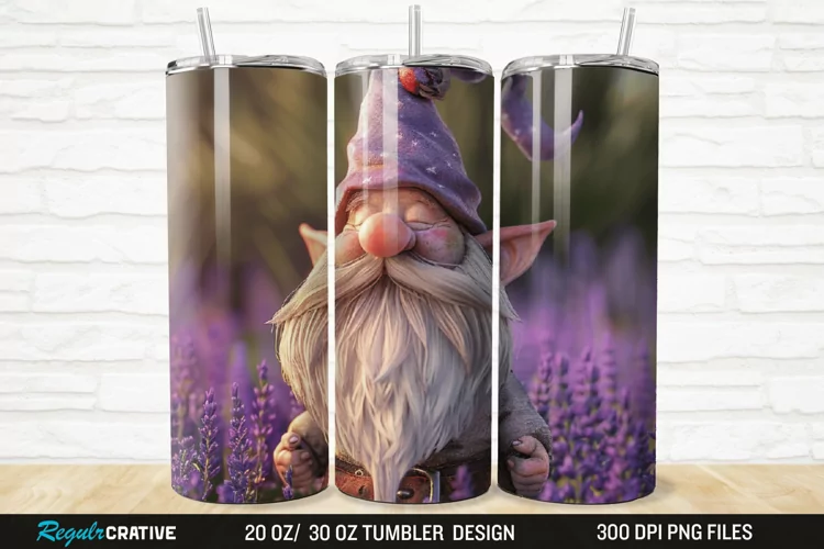 3D Gnome Lavender 20/30oz Skinny Tumbler