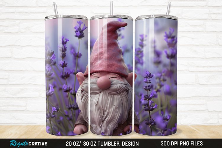 3D Gnome Lavender 20/30oz Skinny Tumbler example image 1