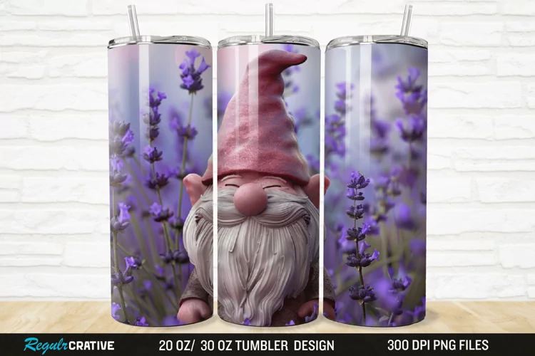 3D Gnome Lavender 20/30oz Skinny Tumbler