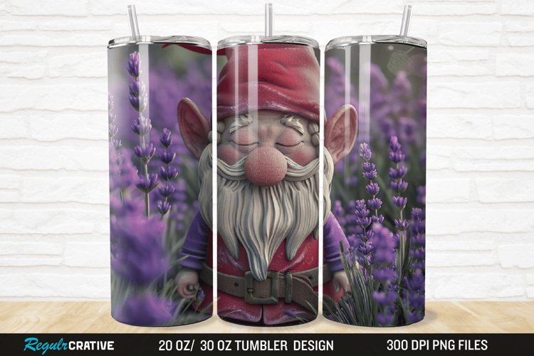 3D Gnome Lavender 20/30oz Skinny Tumbler example image 1