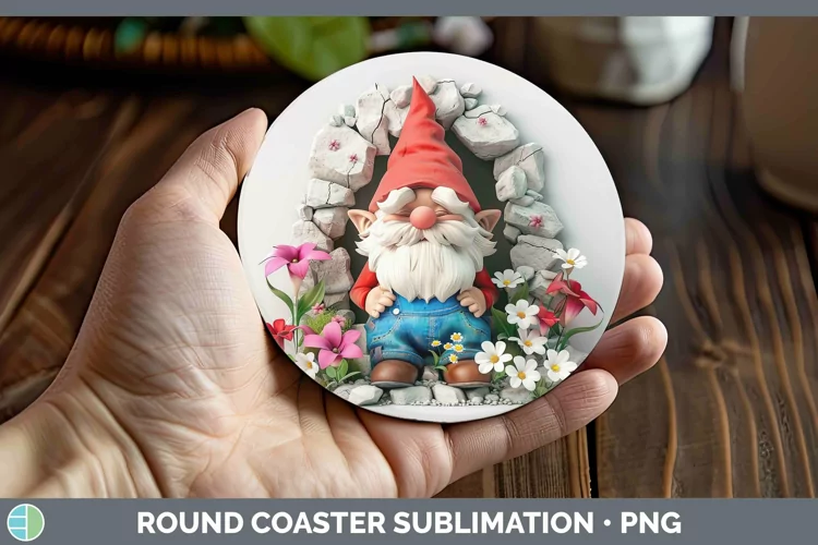 3D Gnome Round Coaster Sublimation Coaster Designs