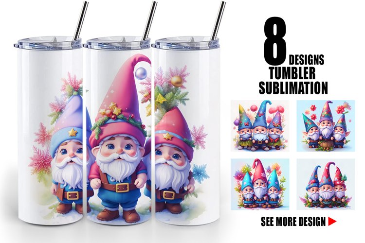 3D Gnomes Christmas | Tumbler Sublimation Wrap