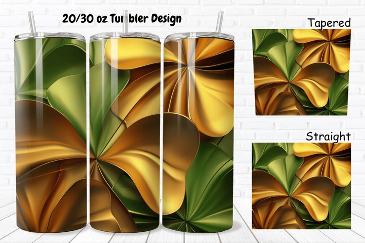 3D Gold Clover 20/30oz Skinny Tumbler example image 1