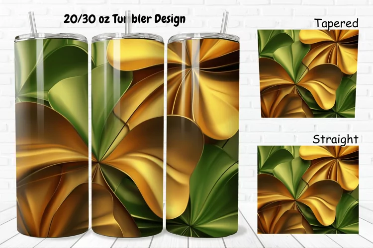 3D Gold Clover 20/30oz Skinny Tumbler