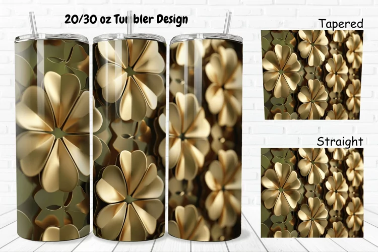 3D Gold Clover 20/30oz Skinny Tumbler