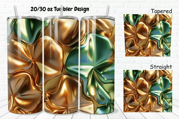 3D Gold Clover 20/30oz Skinny Tumbler