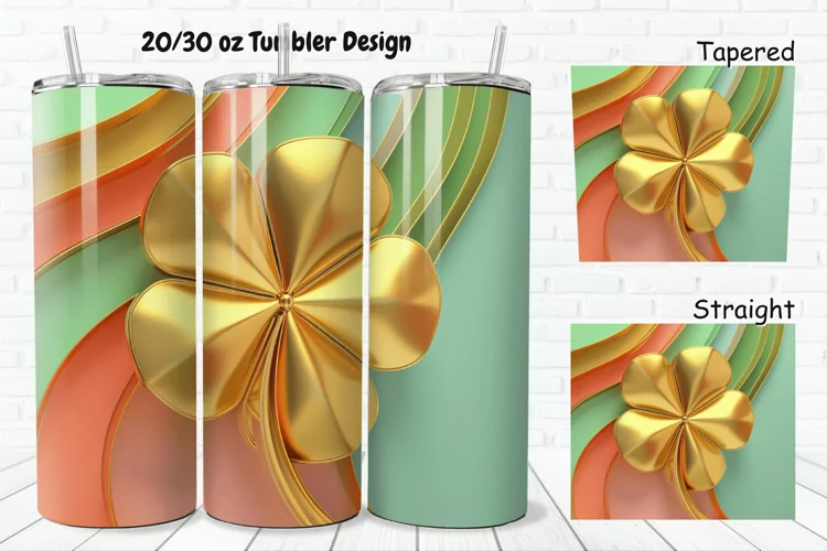 3D Gold Clover 20/30oz Skinny Tumbler