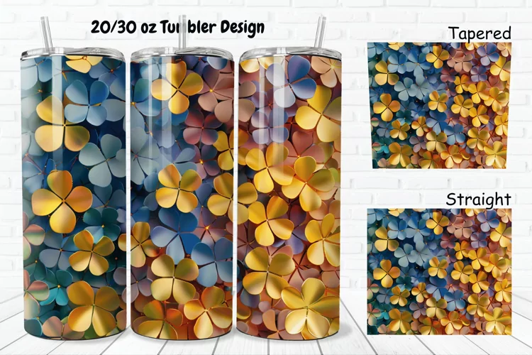 3D Gold Clover 20/30oz Skinny Tumbler