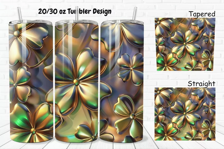 3D Gold Clover 20/30oz Skinny Tumbler