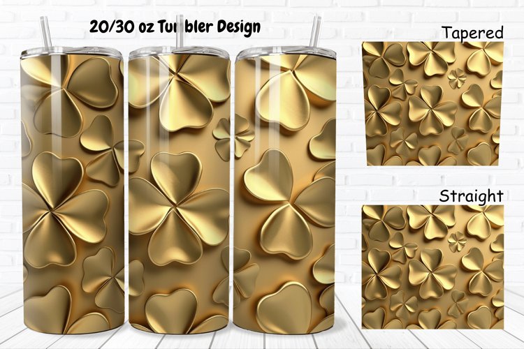3D Gold Clover 20/30oz Skinny Tumbler example image 1