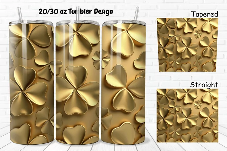 3D Gold Clover 20/30oz Skinny Tumbler
