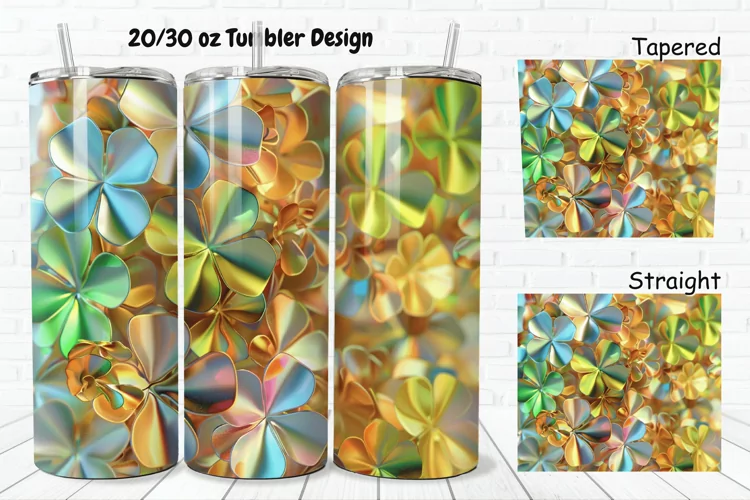 3D Gold Clover 20/30oz Skinny Tumbler