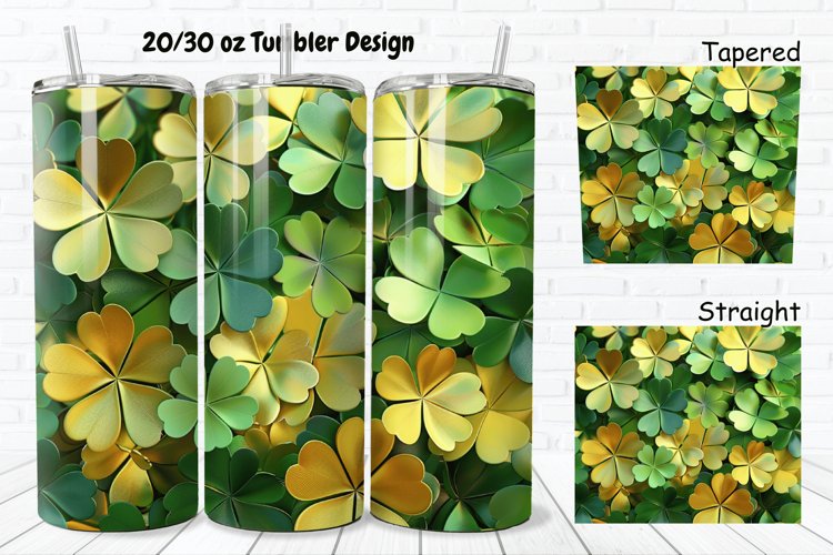 3D Gold Clover 20/30oz Skinny Tumbler example image 1