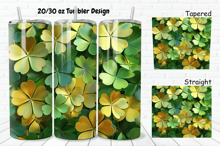 3D Gold Clover 20/30oz Skinny Tumbler