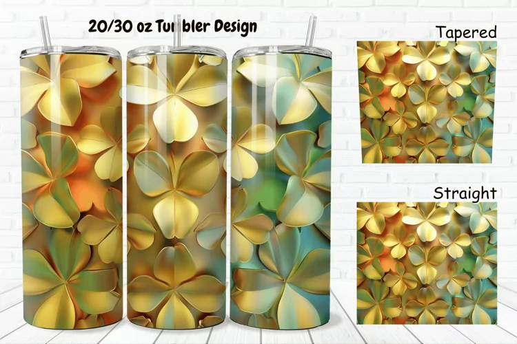 3D Gold Clover 20/30oz Skinny Tumbler
