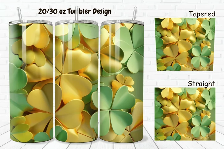 3D Gold Clover 20/30oz Skinny Tumbler