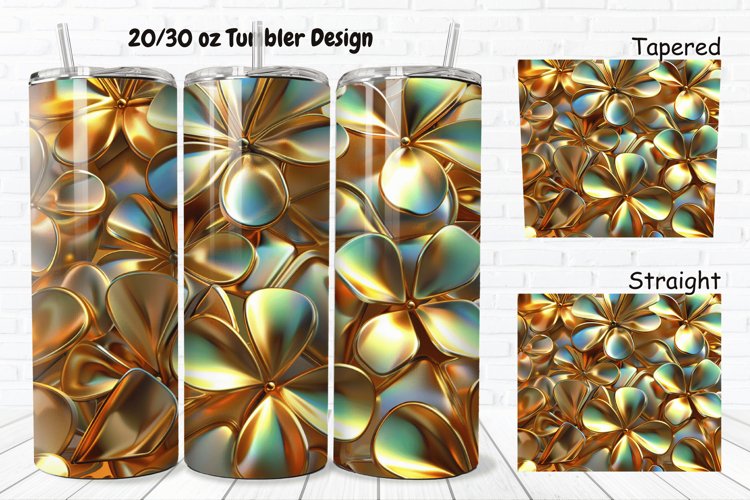 3D Gold Clover 20/30oz Skinny Tumbler example image 1