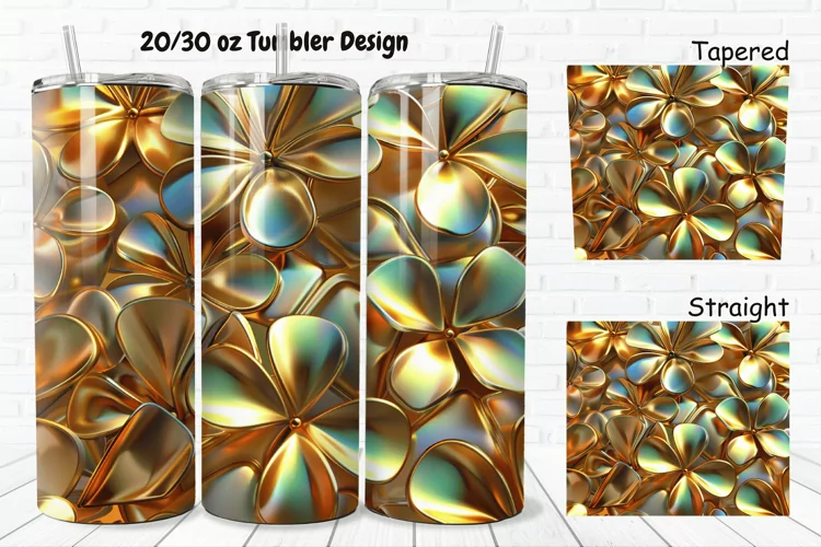 3D Gold Clover 20/30oz Skinny Tumbler