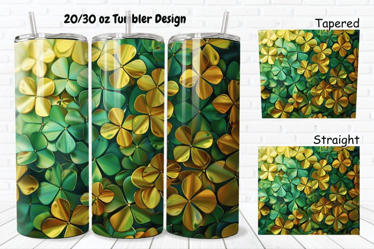 3D Gold Clover 20/30oz Skinny Tumbler