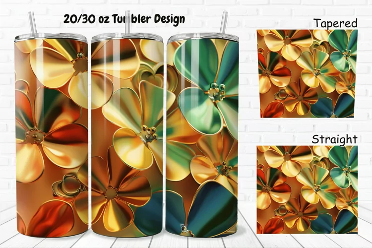 3D Gold Clover 20/30oz Skinny Tumbler