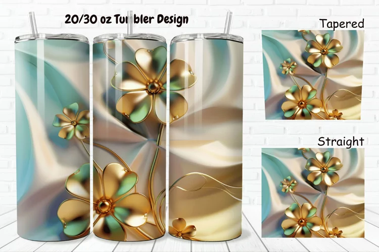 3D Gold Clover 20/30oz Skinny Tumbler
